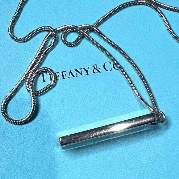 Vintage Tiffany & Co 1837 Bar Pendant Necklace Serling Silver 925 - Picture 6 of 9